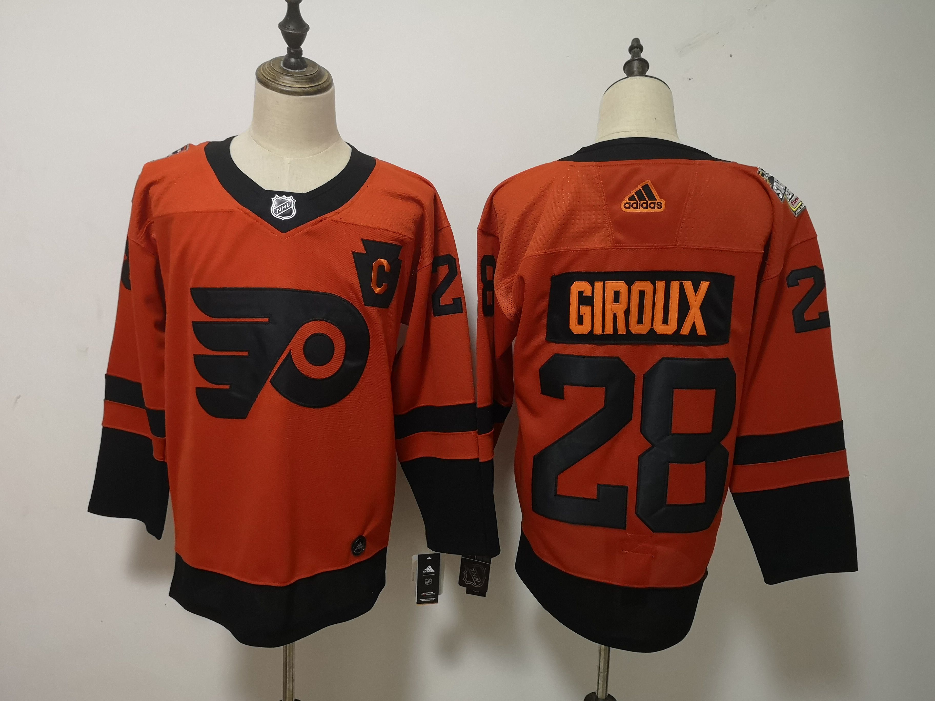 Men Philadelphia Flyers 28 Giroux Orange Adidas Third Edition Adult NHL Jersey